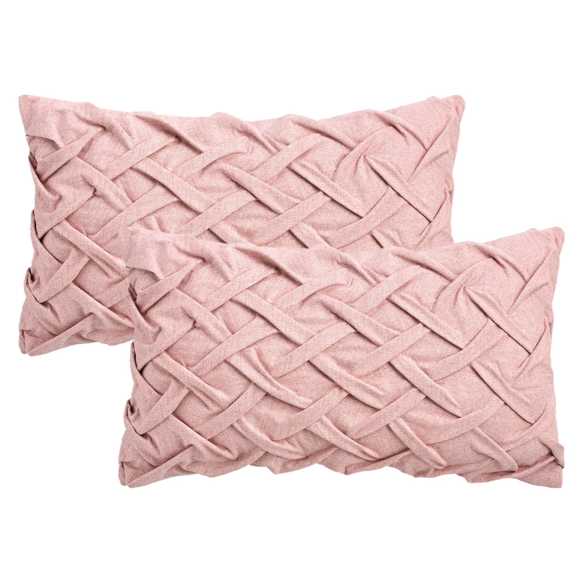 Unique Bargains Pack of 2 Soft Solid 3D Weaving Throw Pillow Covers Pink 20" x 12"