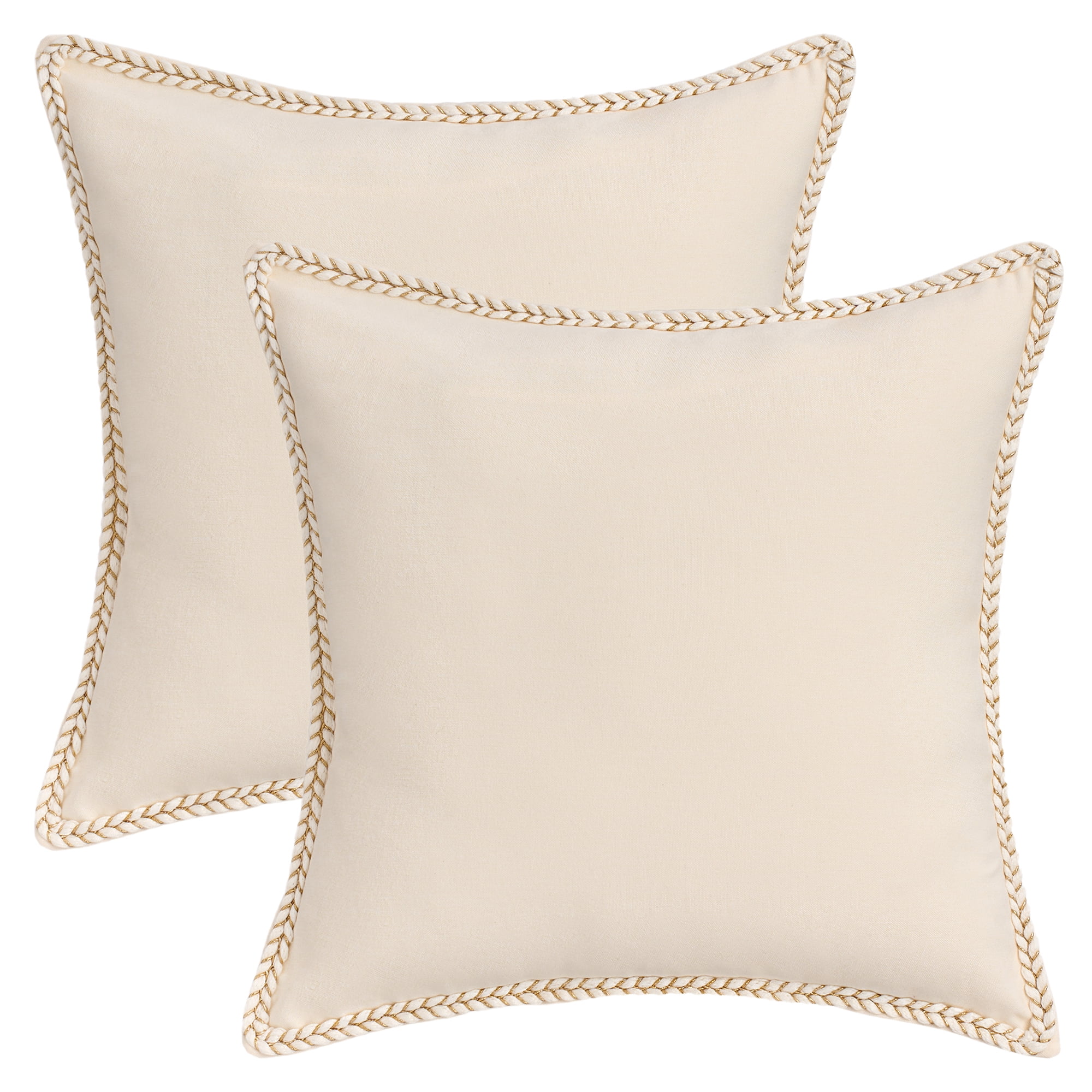 Unique Bargains Pack of 2 Soft Solid Throw Pillow Covers Cases for Couch 18" x 18" Beige