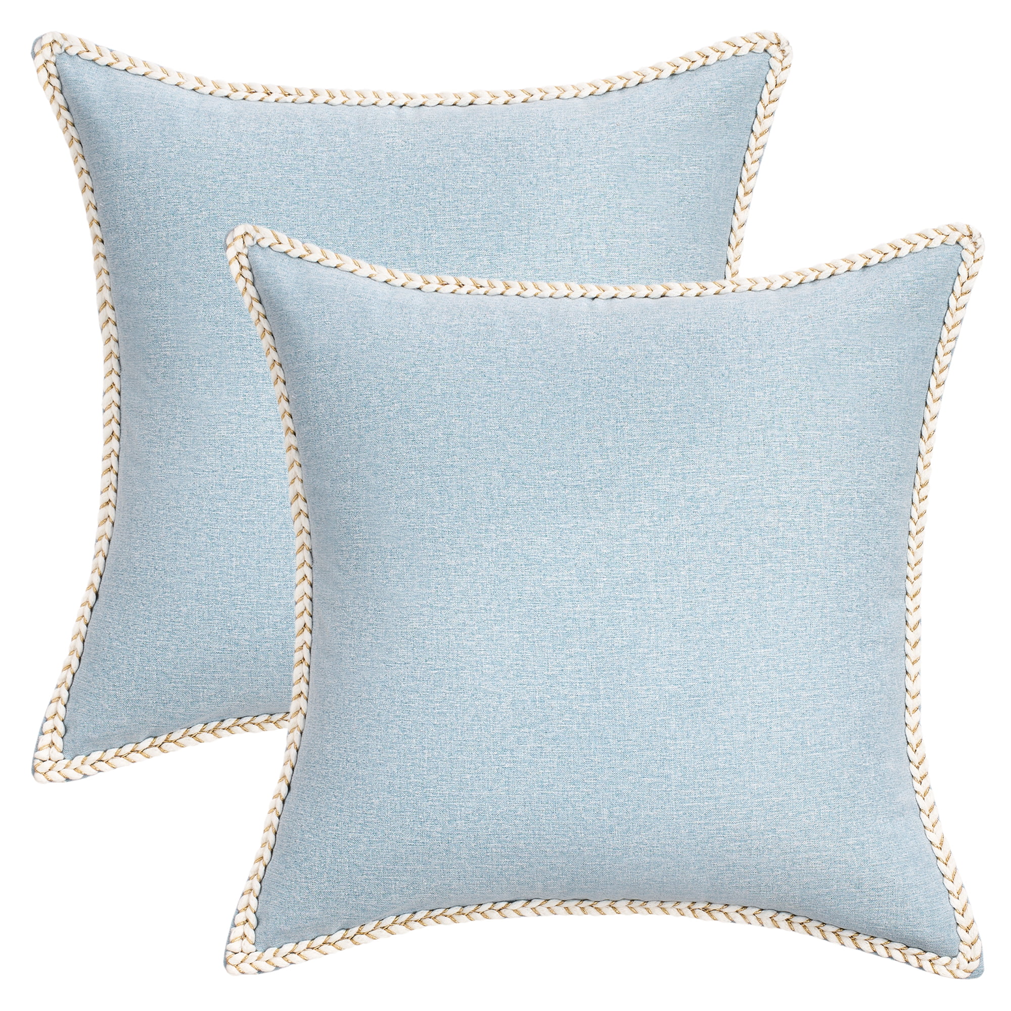 Unique Bargains Pack of 2 Soft Solid Throw Pillow Covers Cases for Couch 18" x 18" Blue
