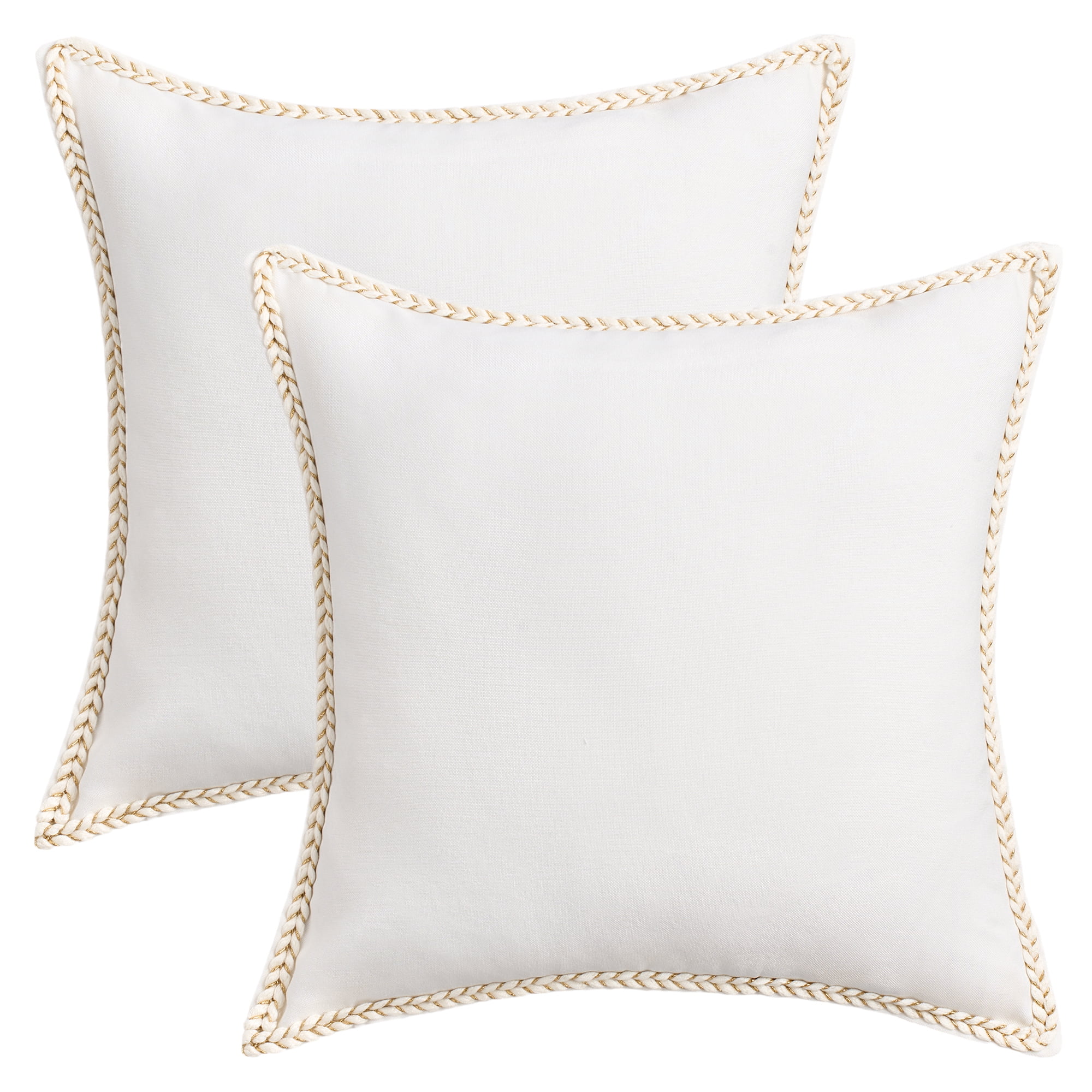 Unique Bargains Pack of 2 Soft Solid Throw Pillow Covers Cases for Couch 18" x 18" White