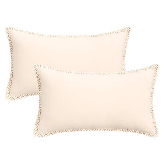 Unique Bargains Pack of 2 Soft Solid Throw Pillow Covers Cases for Couch 20" x 12" Beige