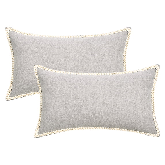 Unique Bargains Pack of 2 Soft Solid Throw Pillow Covers Cases for Couch 20" x 12" Grey