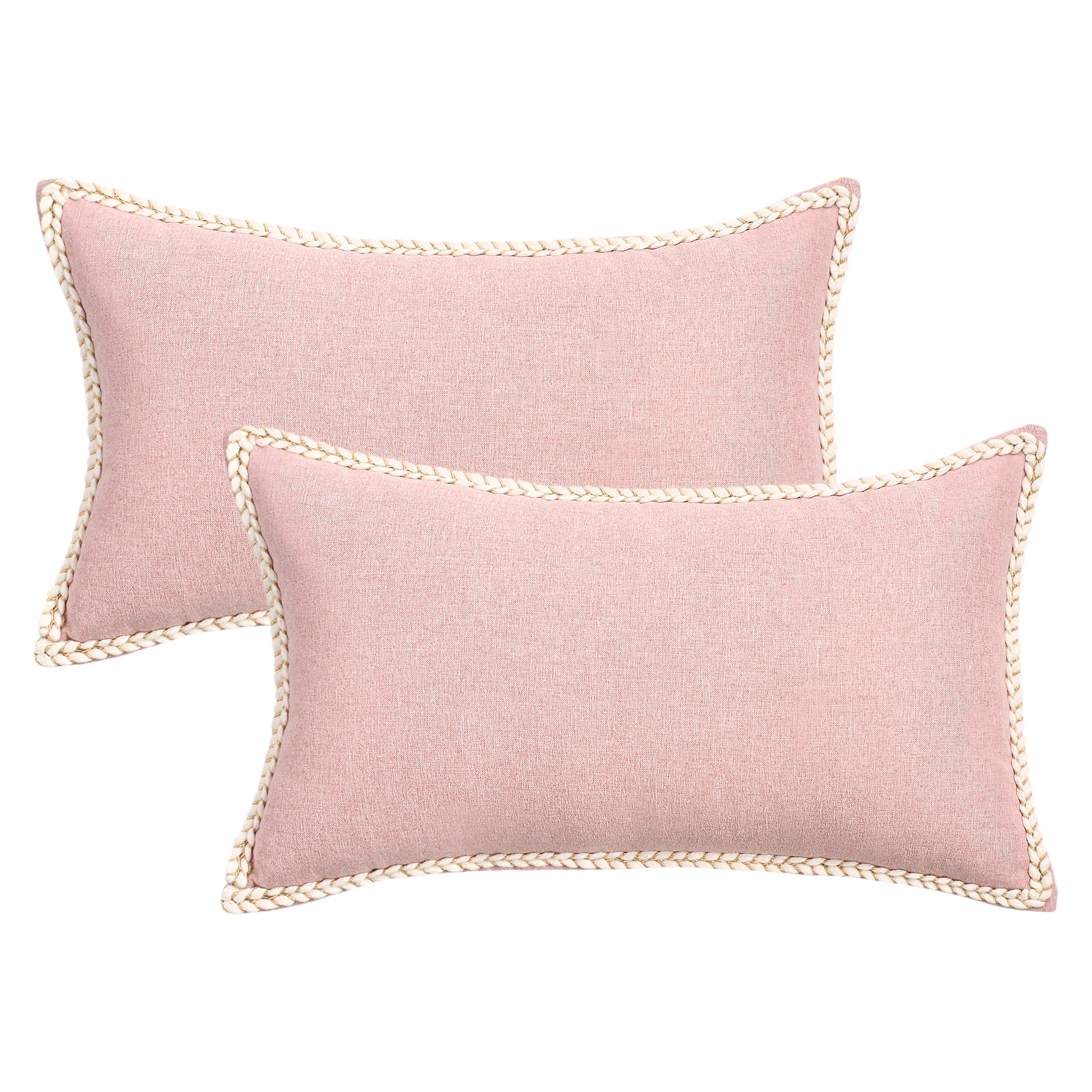 Unique Bargains Pack of 2 Soft Solid Throw Pillow Covers Cases for Couch 20" x 12" Pink