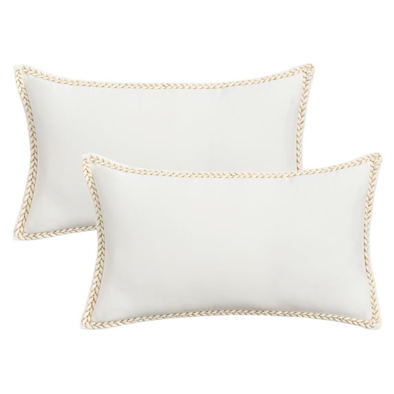 Unique Bargains Pack of 2 Soft Solid Throw Pillow Covers Cases for Couch 20" x 12" White
