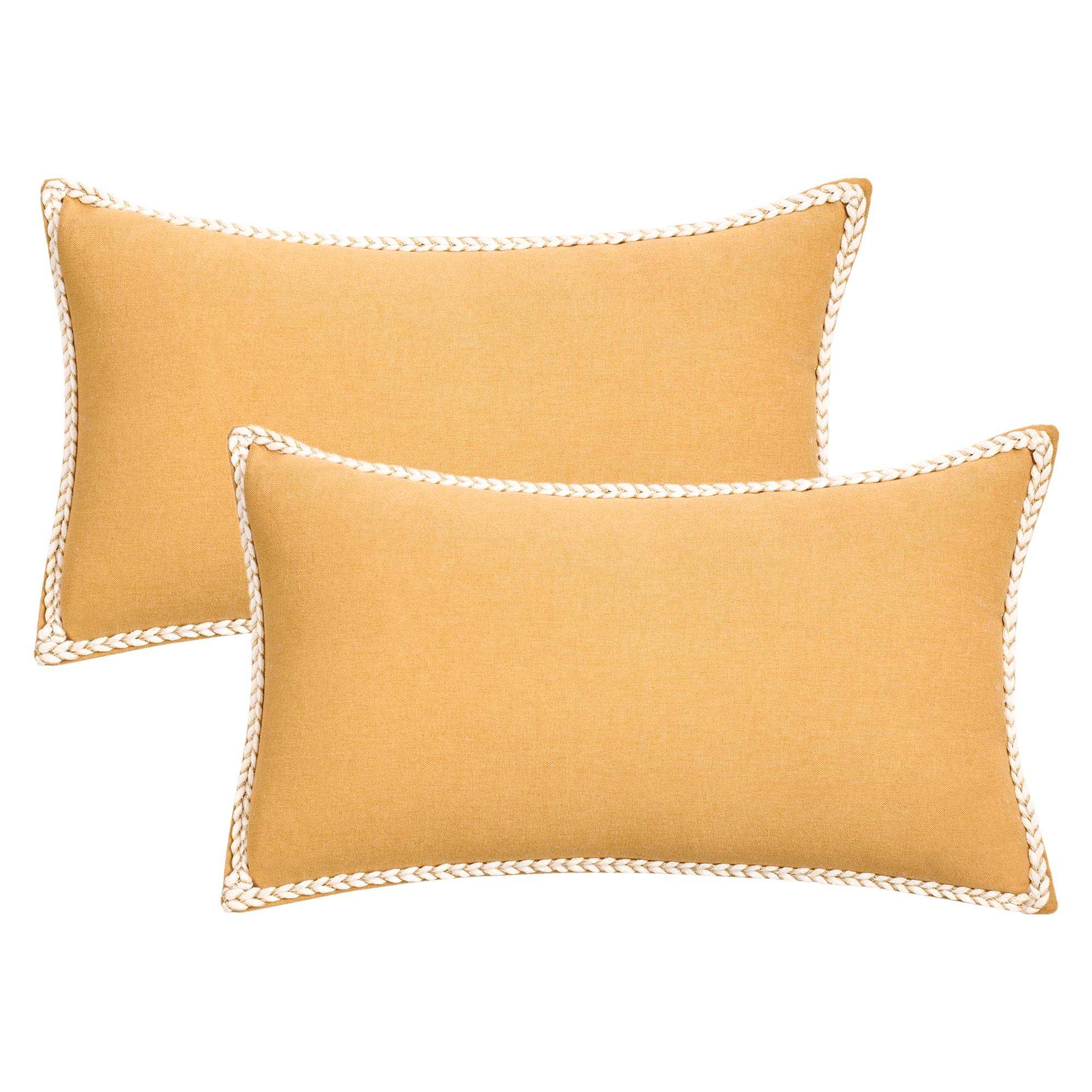 Unique Bargains Pack of 2 Soft Solid Throw Pillow Covers Cases for Couch 20" x 12" Yellow