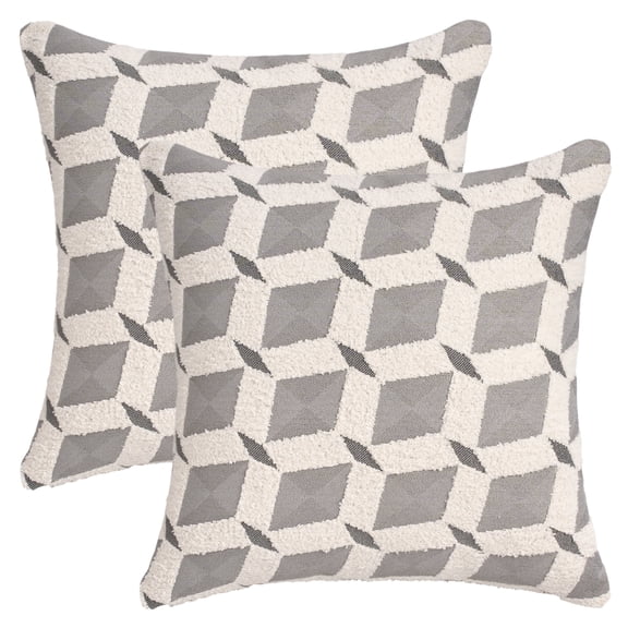 Unique Bargains Pack of 2 Square Diamond Pattern Chenille Throw Pillow Covers Grey