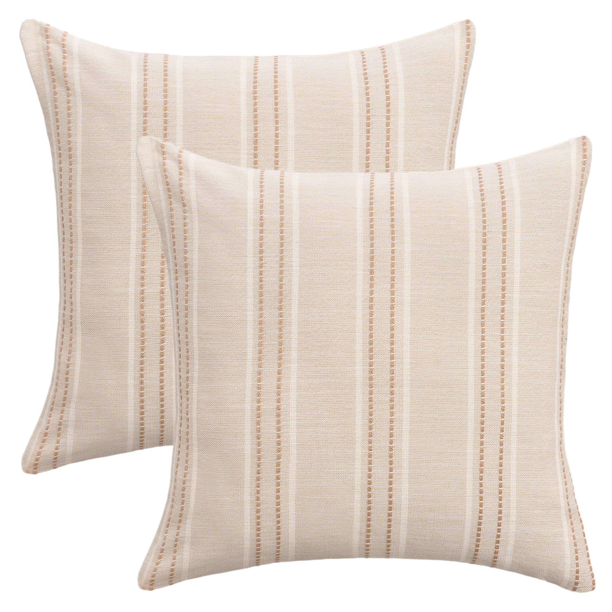 Unique Bargains Pack of 2 Striped Soft Cozy Cushion Cases Pillow Covers 18" x 18" Apricot