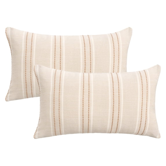 Unique Bargains Pack of 2 Striped Soft Cozy Cushion Cases Pillow Covers 20" x 12" Apricot