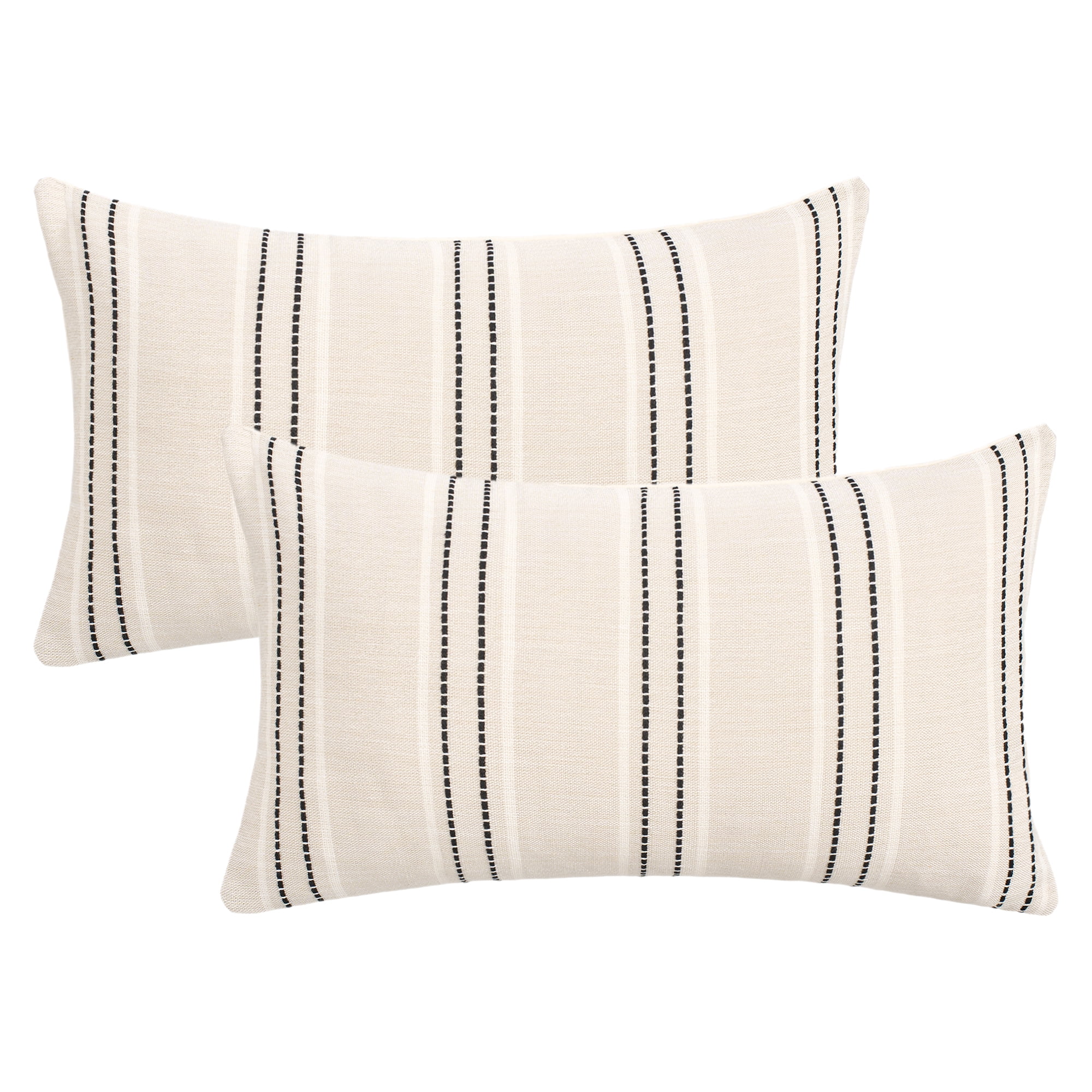 Unique Bargains Pack of 2 Striped Soft Cozy Cushion Cases Pillow Covers 20" x 12" Black