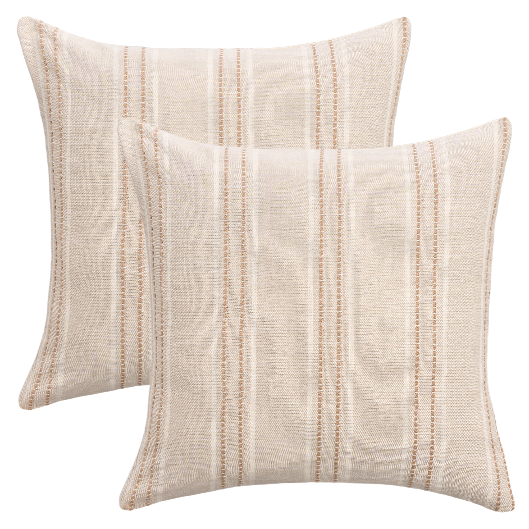 Unique Bargains Pack of 2 Striped Soft Cozy Cushion Cases Pillow Covers 20" x 20" Apricot