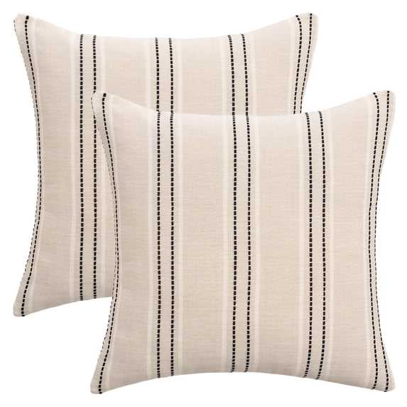 Unique Bargains Pack of 2 Striped Soft Cozy Cushion Cases Pillow Covers 20" x 20" Black