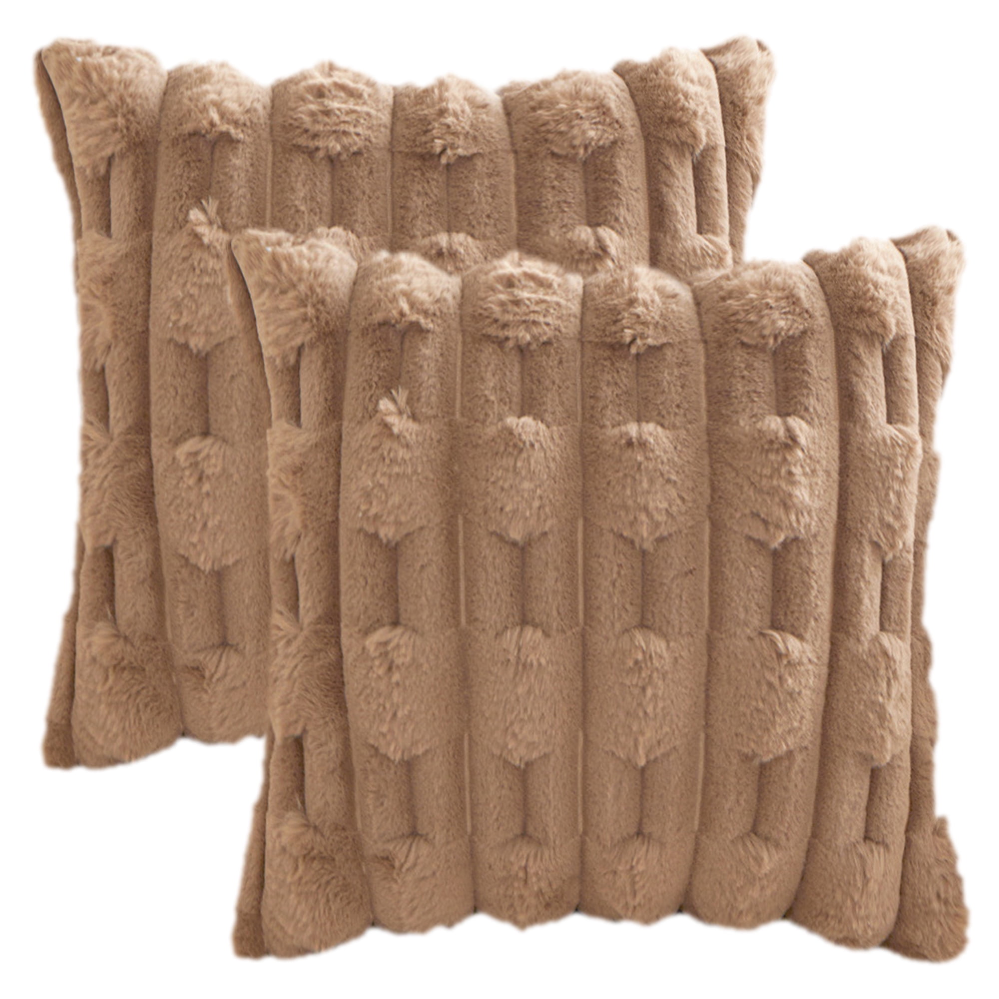 Unique Bargains Pack of 2 Throw Pillow Covers Luxury Soft Plush Cushion Case Brown