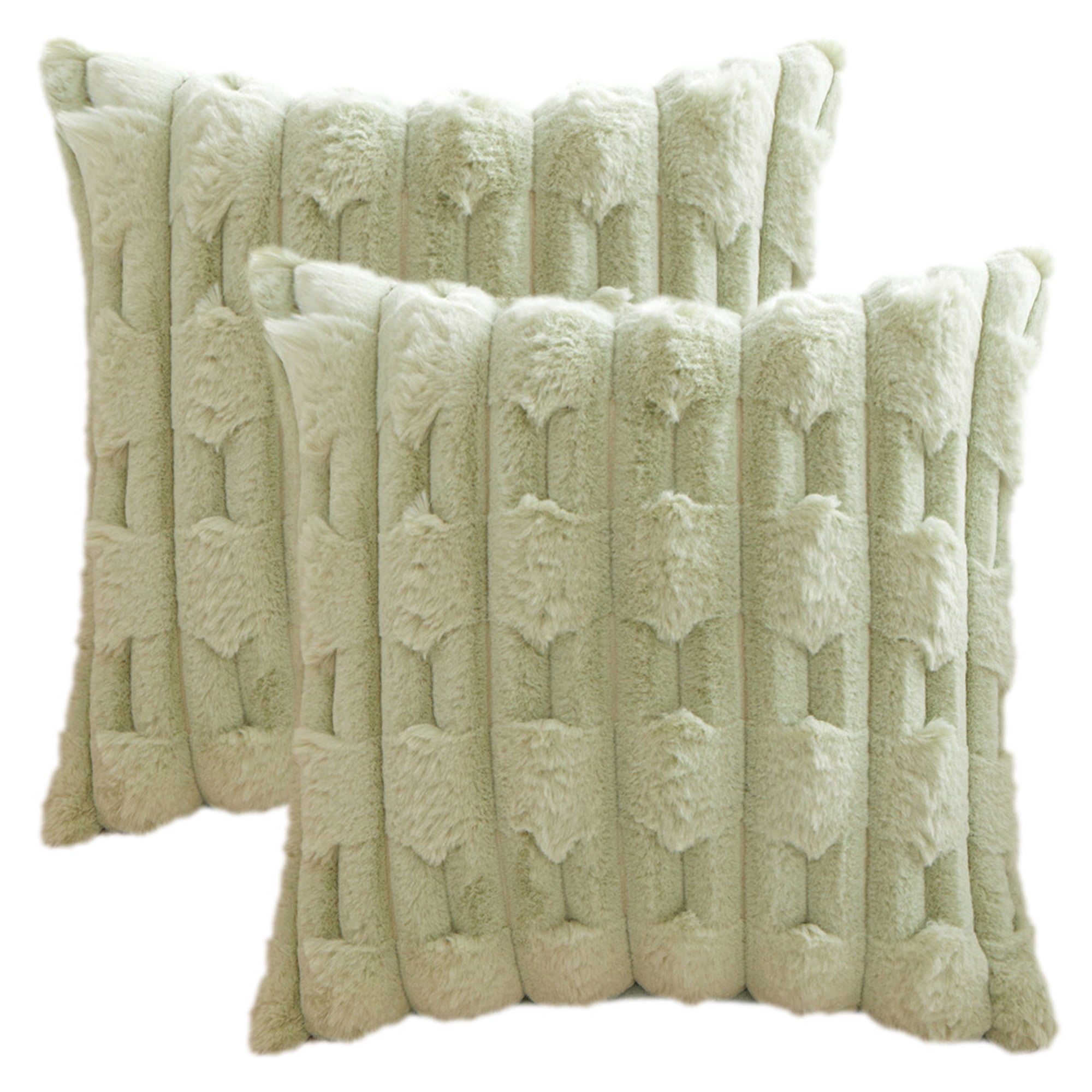 Unique Bargains Pack of 2 Throw Pillow Covers Luxury Soft Plush Cushion Case Green