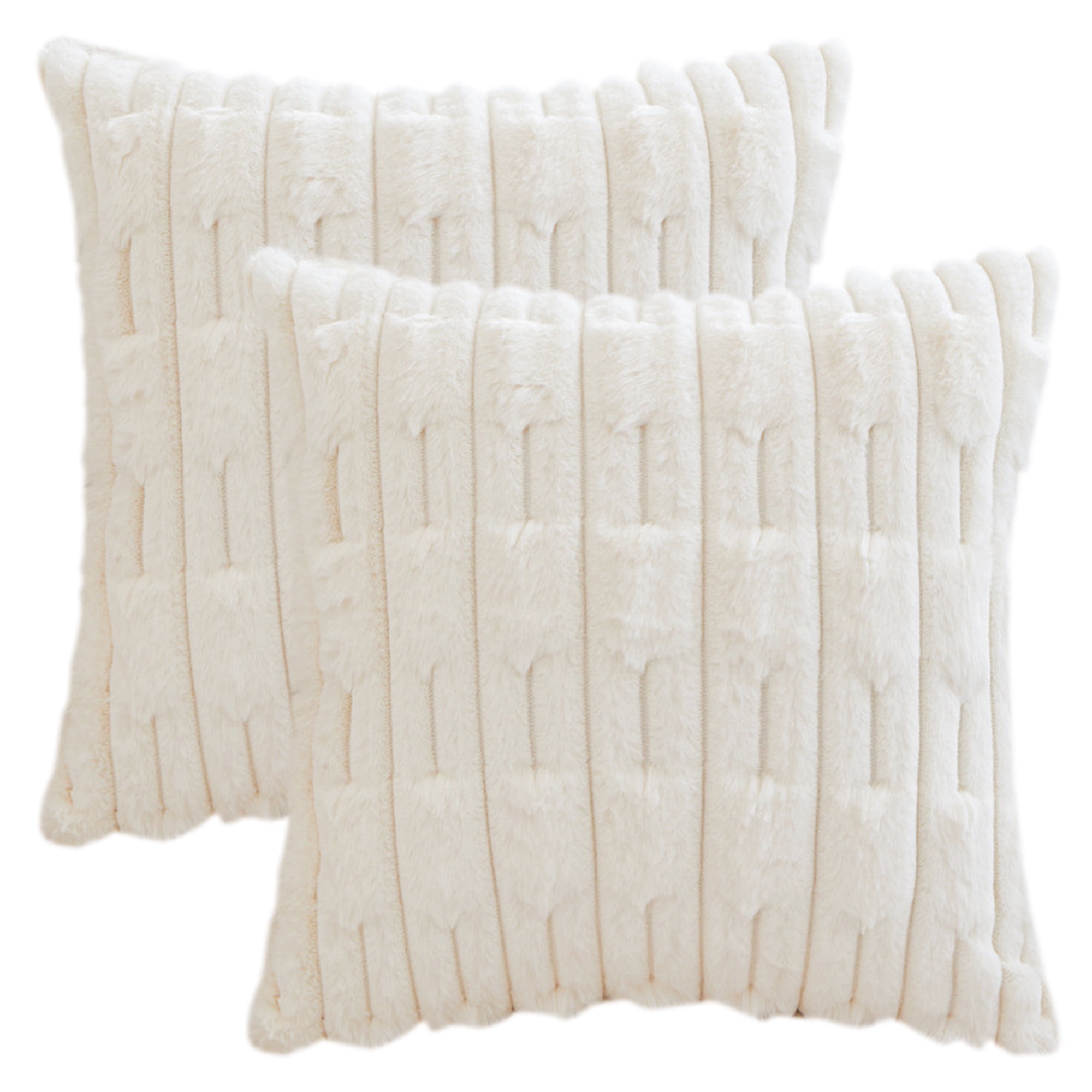 Unique Bargains Pack of 2 Throw Pillow Covers Luxury Soft Plush Cushion Case White