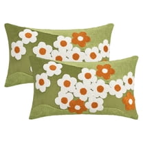 Unique Bargains Pack of 2 Velvet Embroidery Floral Throw Pillow Covers 20" x 12" Green