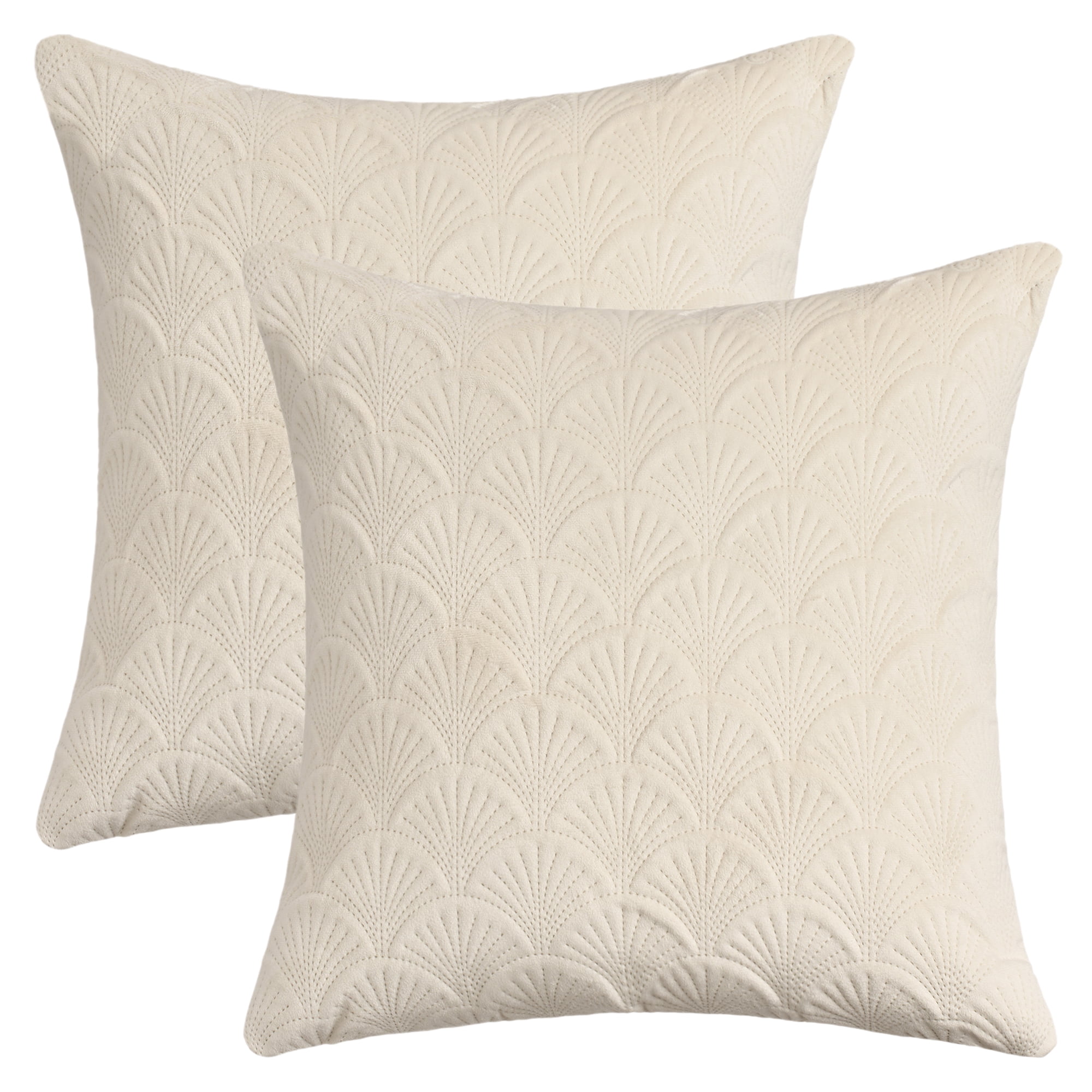 Unique Bargains Pack of 2 Velvet Solid Throw Pillow Covers 16" x 16" Milky White