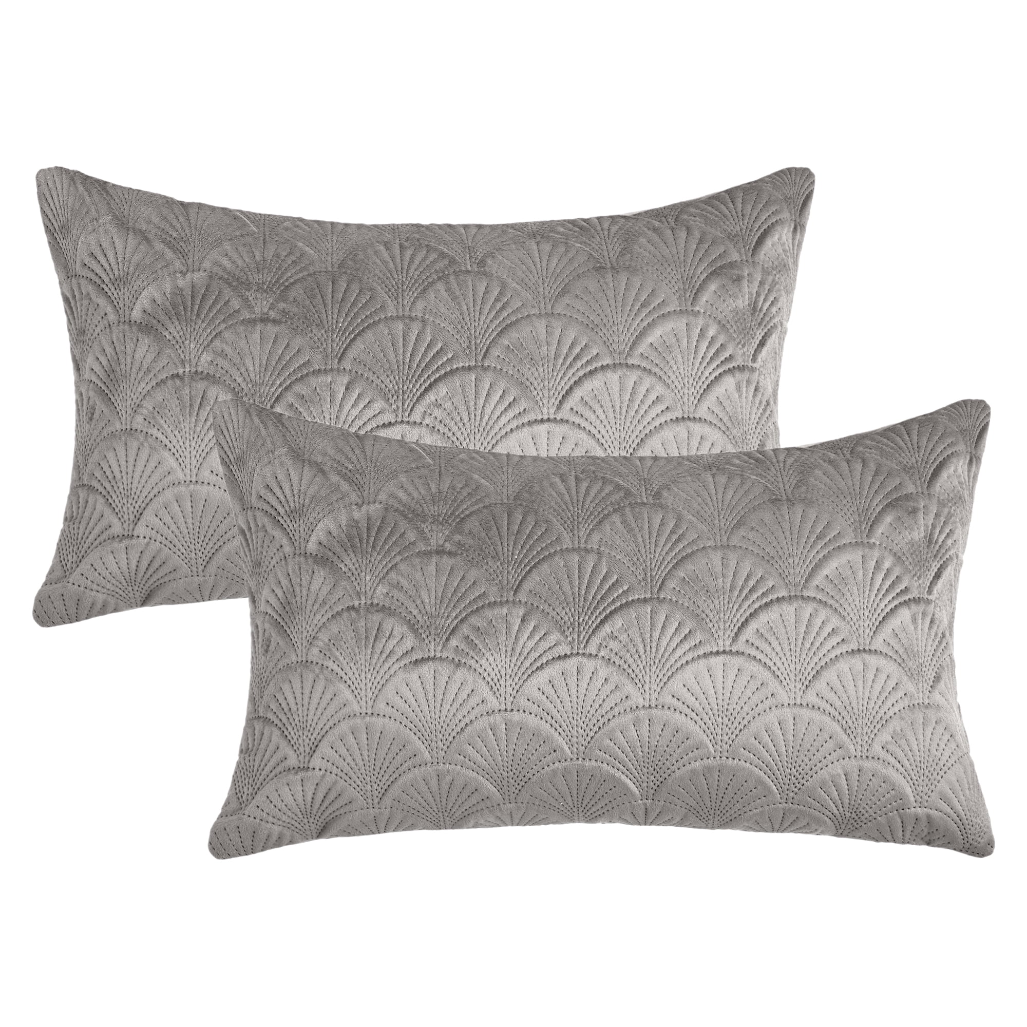 Unique Bargains Pack of 2 Velvet Solid Throw Pillow Covers 20" x 12" Grey