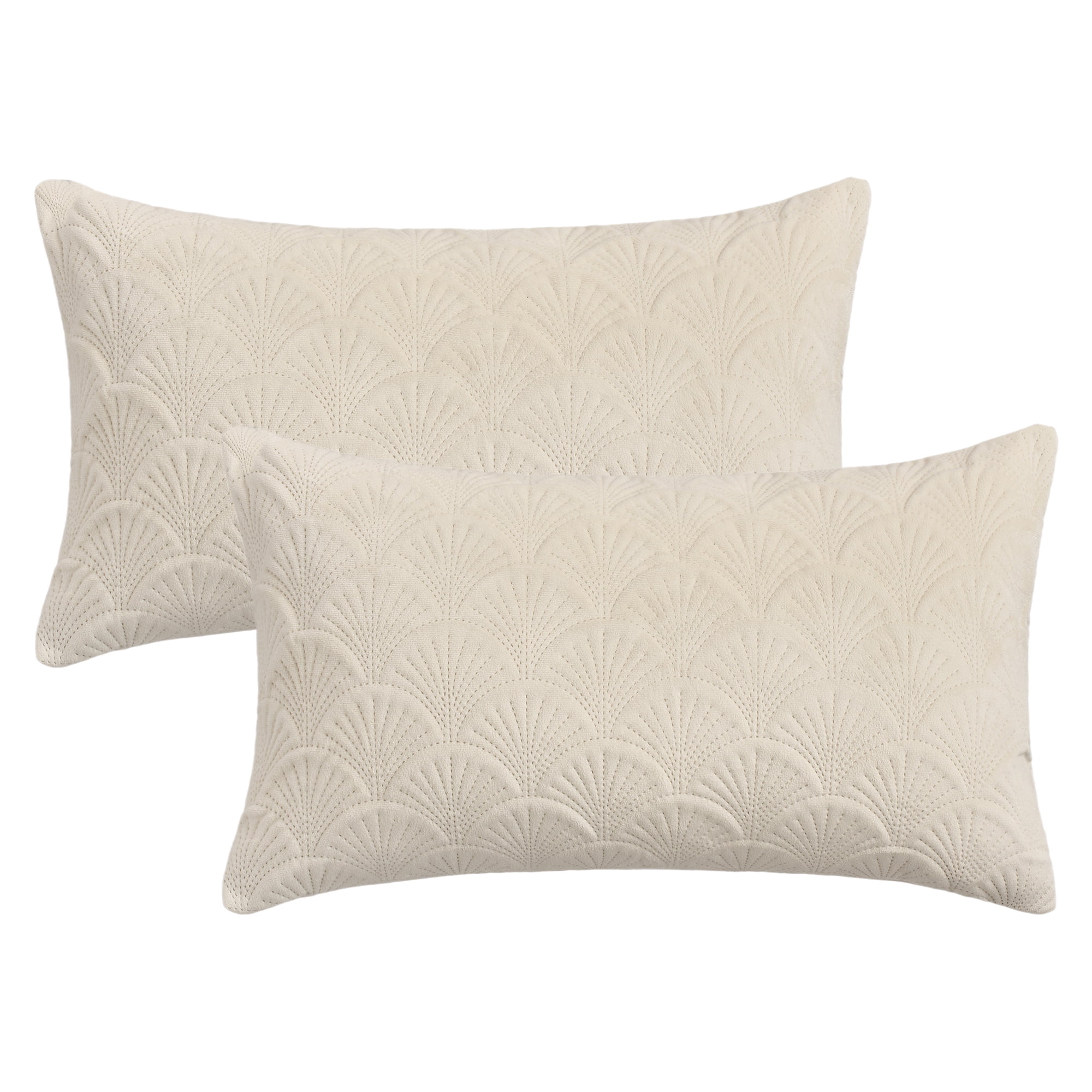 Unique Bargains Pack of 2 Velvet Solid Throw Pillow Covers 20" x 12" Milky White