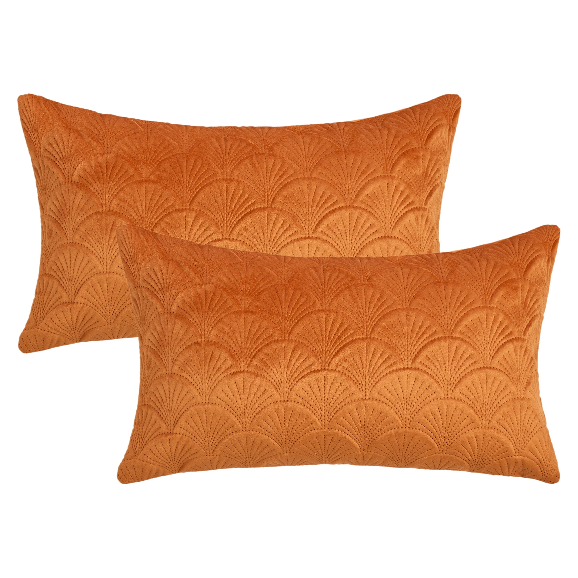 Unique Bargains Pack of 2 Velvet Solid Throw Pillow Covers 20" x 12" Orange