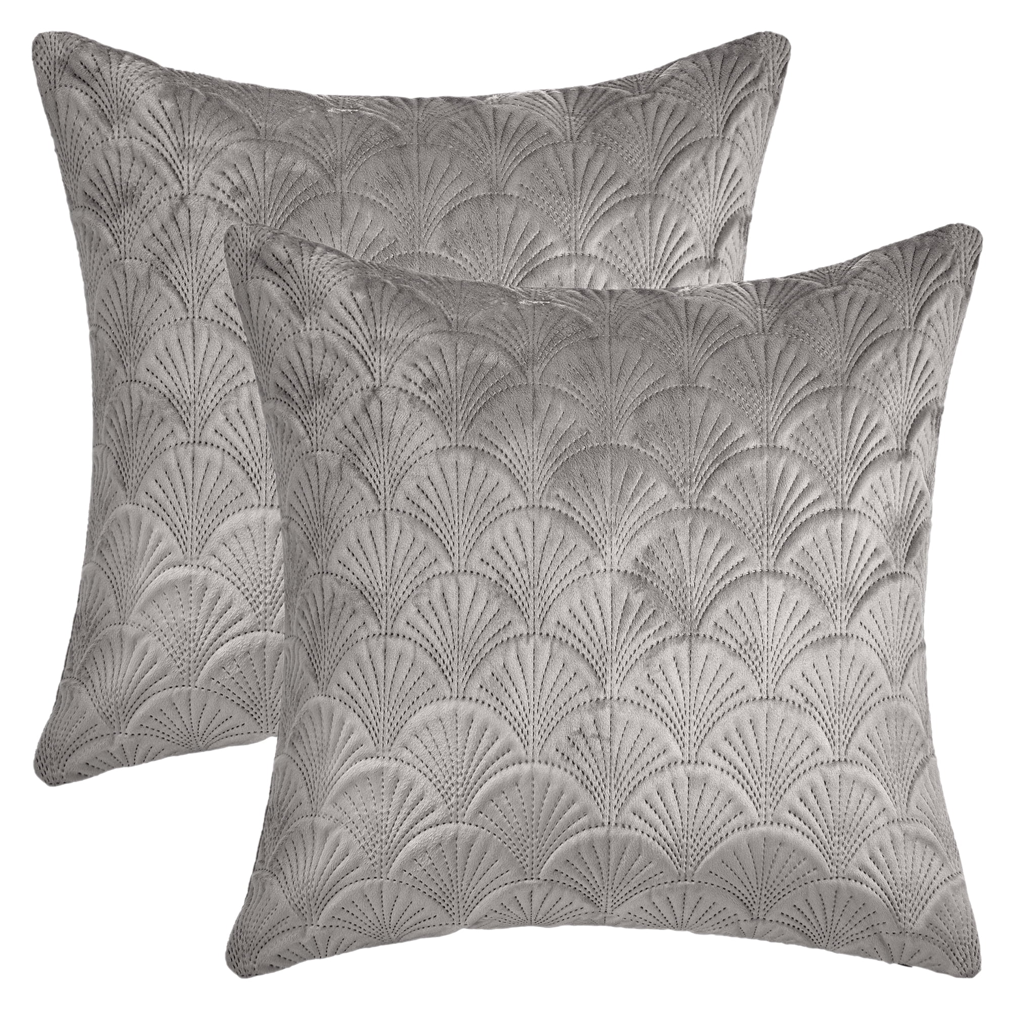 Unique Bargains Pack of 2 Velvet Solid Throw Pillow Covers 20" x 20" Grey