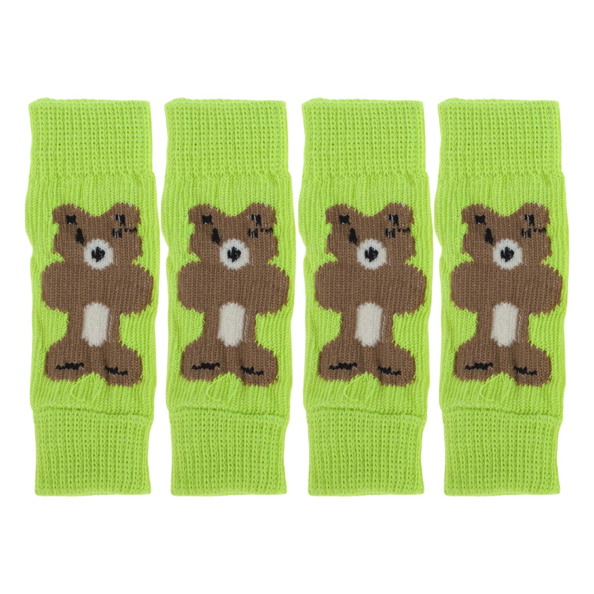 Unique Bargains Pack of 4 Dog Leg Soft Knitted Dog Socks Joint Protection Green Bear M