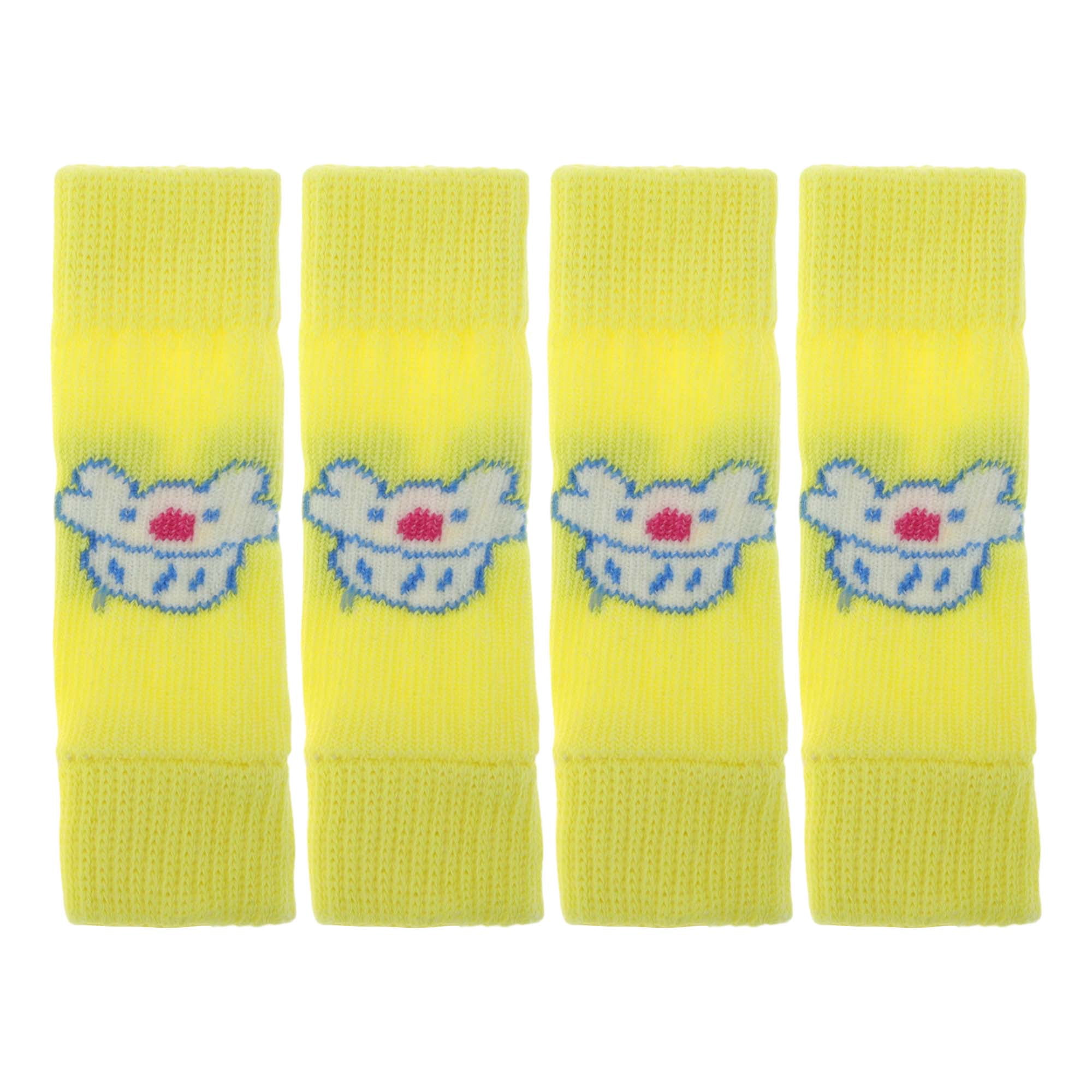 Unique Bargains Pack of 4 Dog Leg Soft Knitted Dog Socks Joint Protection Yellow Cat M