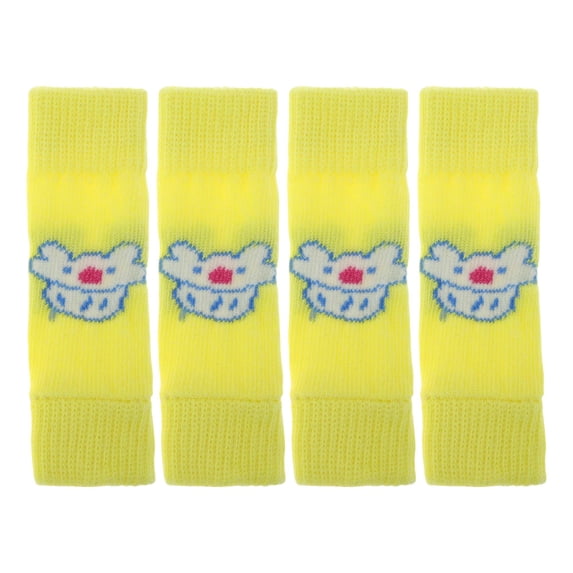 Unique Bargains Pack of 4 Dog Leg Soft Knitted Dog Socks Joint Protection Yellow Cat M