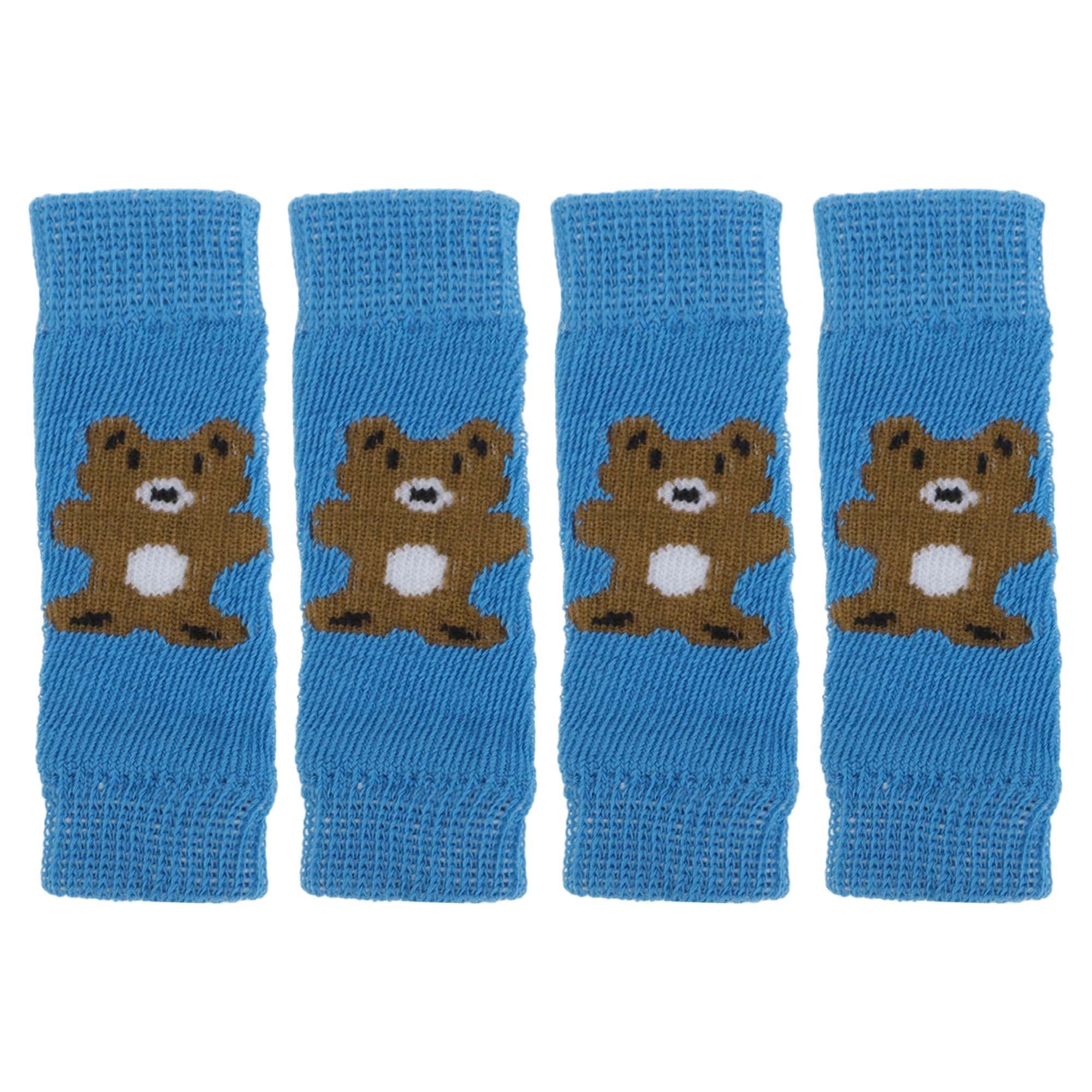 Unique Bargains Pack of 4 Dog Soft Knitted Socks Joint Protection Blue M