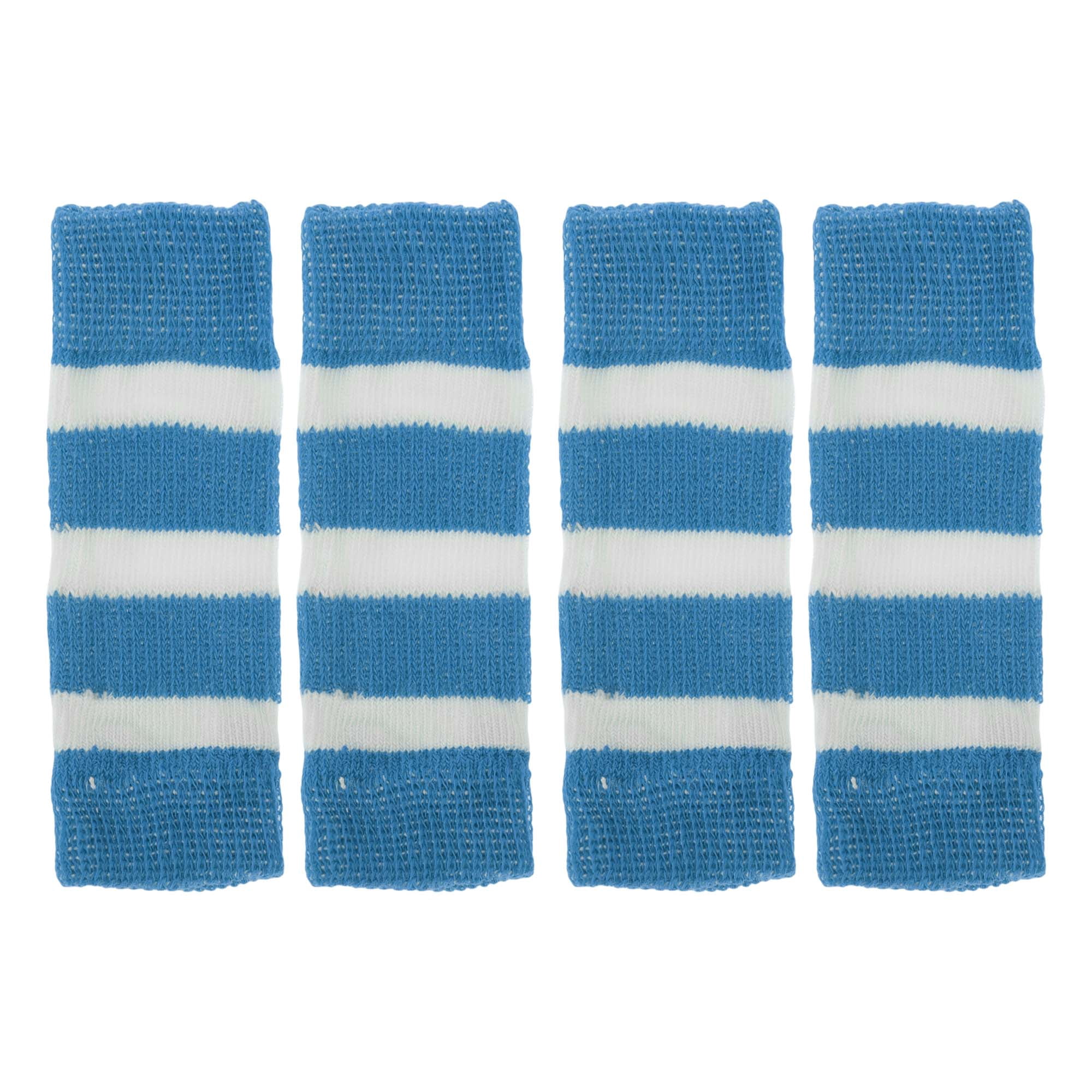 Unique Bargains Pack of 4 Dog Soft Knitted Socks Joint Protection Blue White M