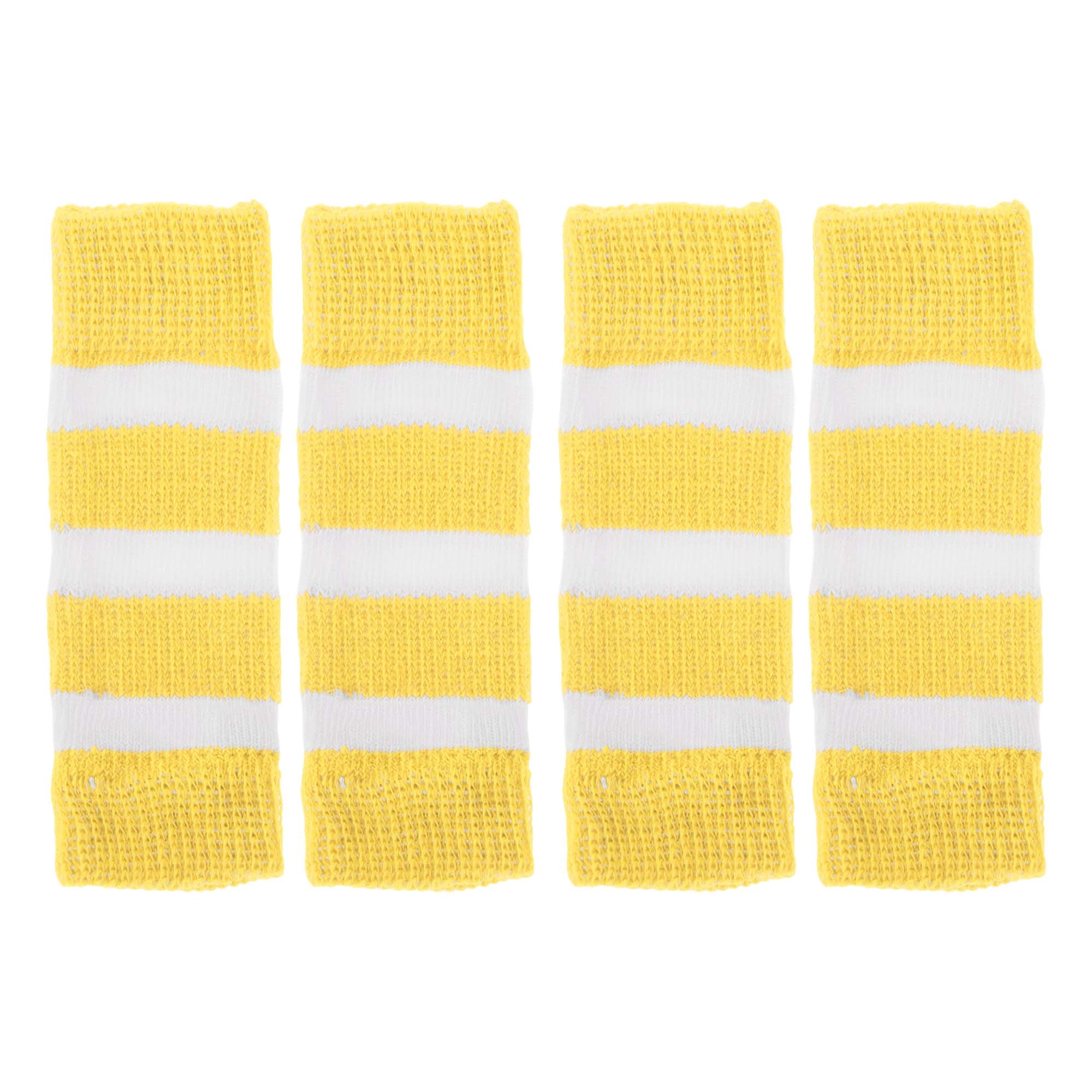 Unique Bargains Pack of 4 Dog Soft Knitted Socks Joint Protection Yellow White L