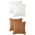thumbnail image 1 of Unique Bargains Pack of 4 Solid Striped Throw Pillow Covers Plush Faux Fur Pillow Cover White/Light Brown 16" x 16", 1 of 6