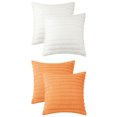 thumbnail image 1 of Unique Bargains Pack of 4 Solid Striped Throw Pillow Covers Plush Faux Fur Pillow Cover White/Orange 16" x 16"/18" x 18", 1 of 6