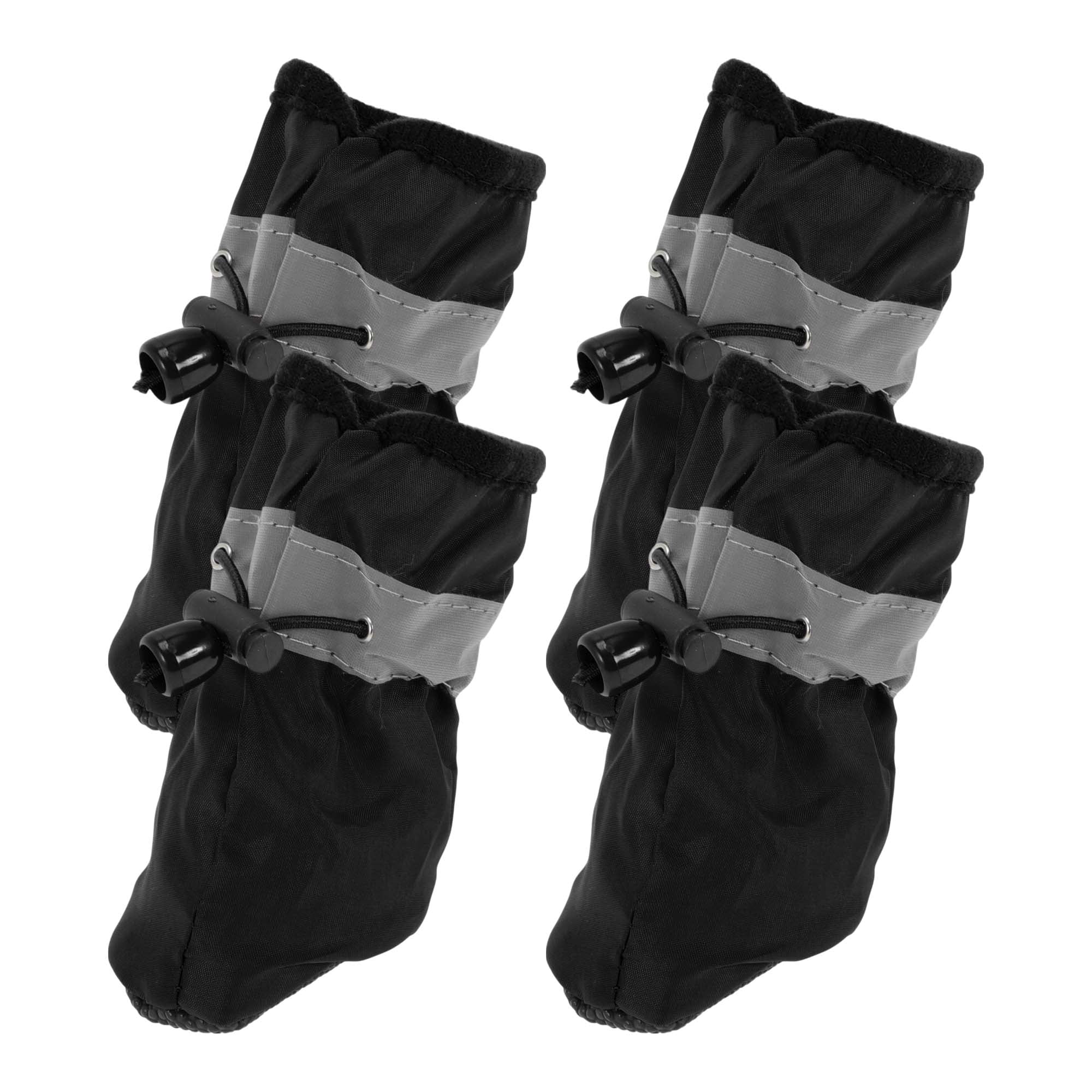 Unique Bargains Pack of 4 Waterproof Dog Shoes with Adjustable Straps Black L