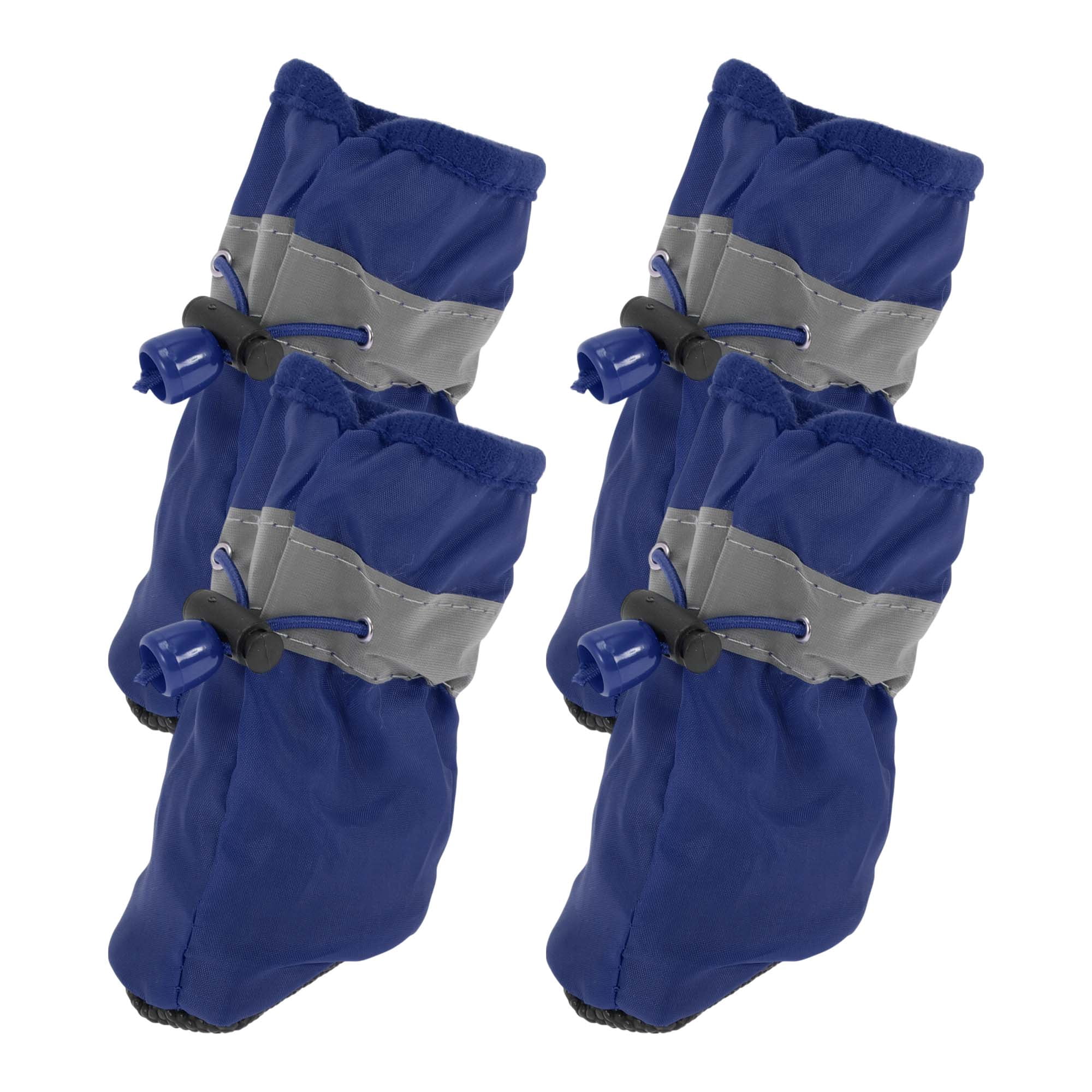 Unique Bargains Pack of 4 Waterproof Dog Shoes with Adjustable Straps Blue M