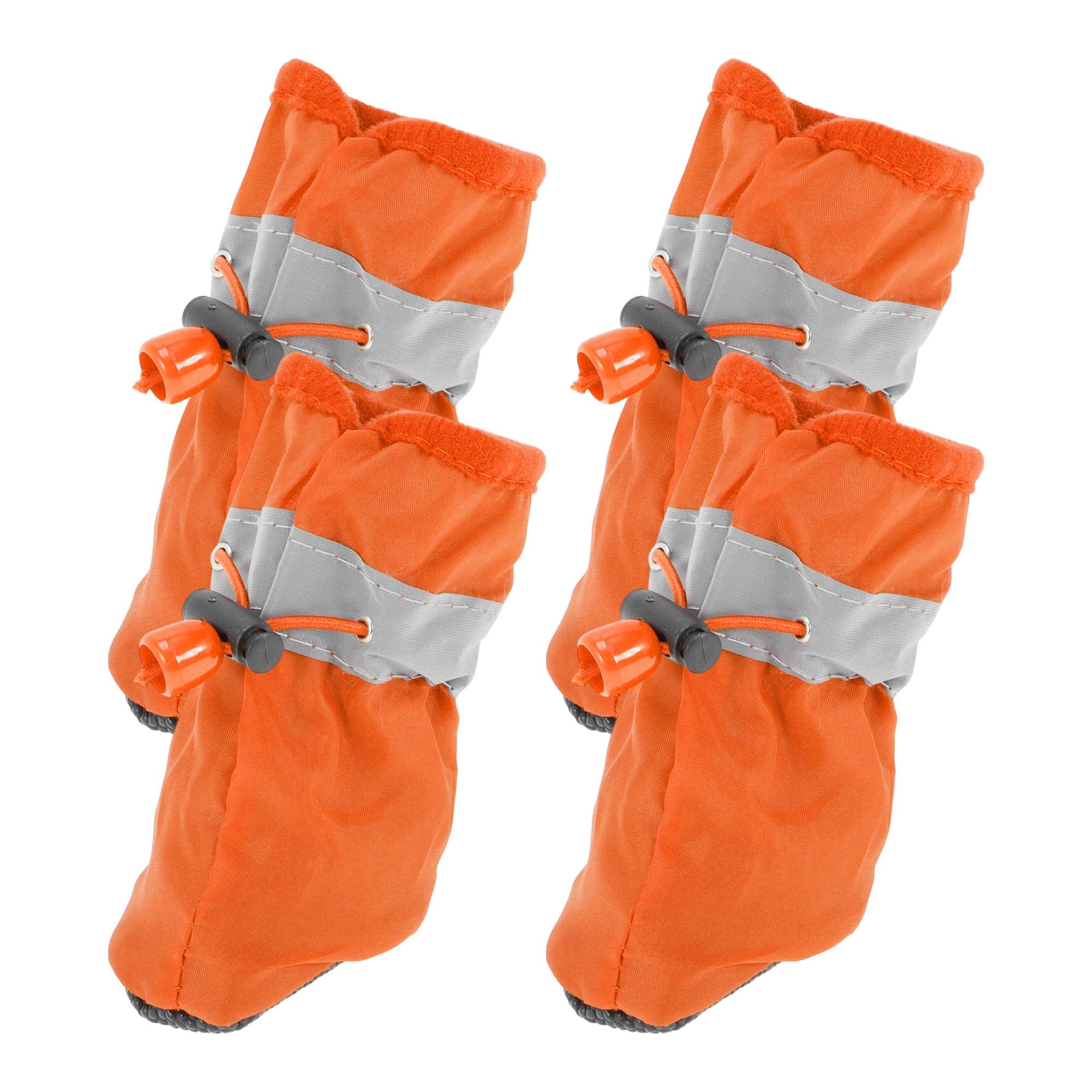 Unique Bargains Pack of 4 Waterproof Dog Shoes with Adjustable Straps Orange L