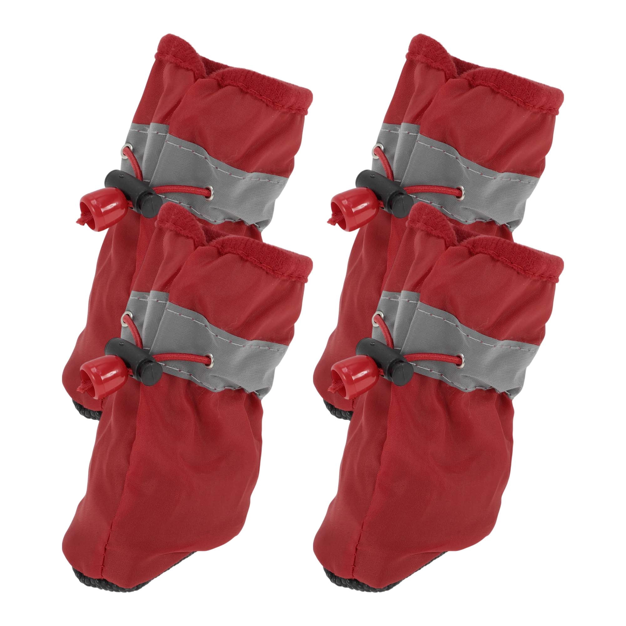Unique Bargains Pack of 4 Waterproof Dog Shoes with Adjustable Straps Red XS