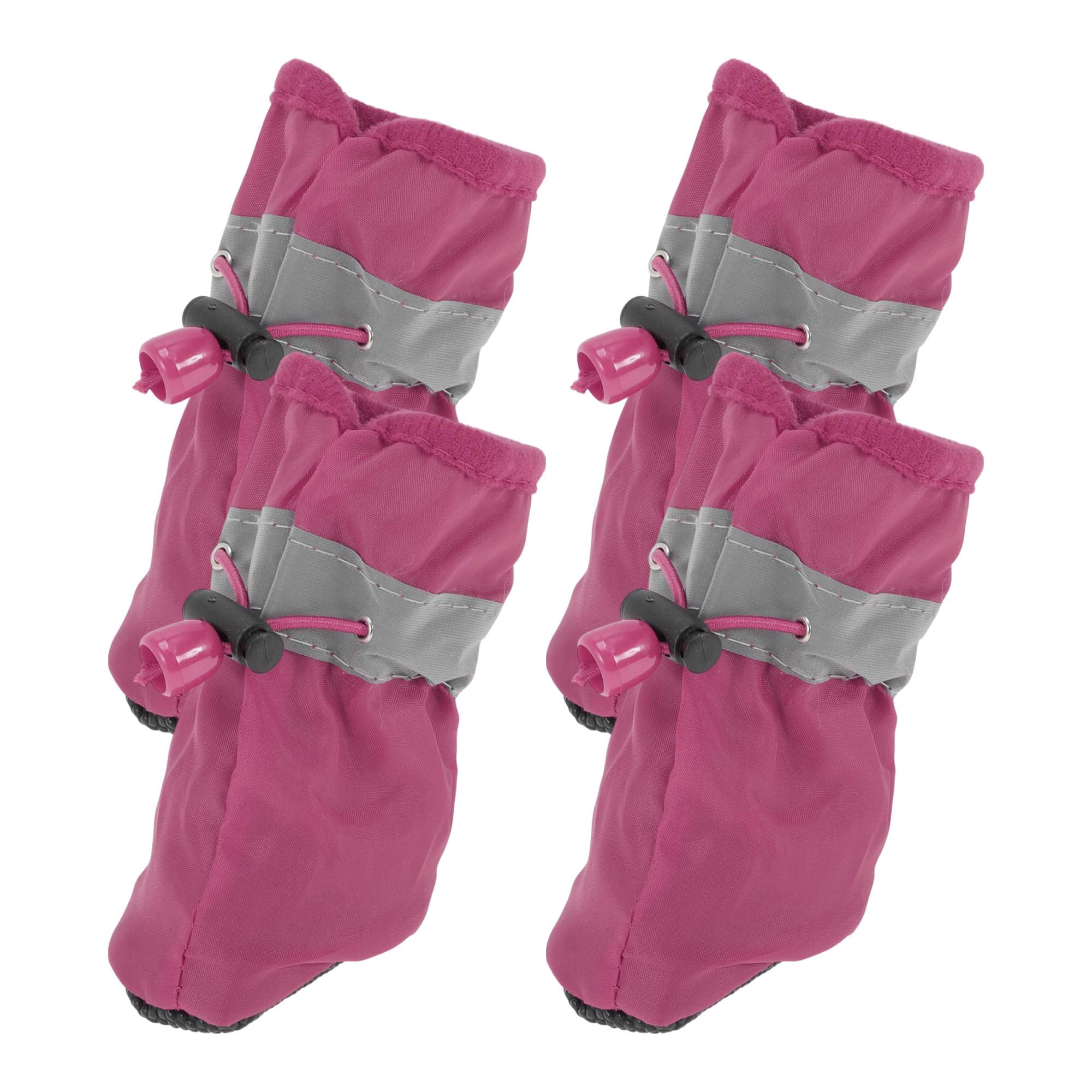 Unique Bargains Pack of 4 Waterproof Dog Shoes with Adjustable Straps Rose Red XS