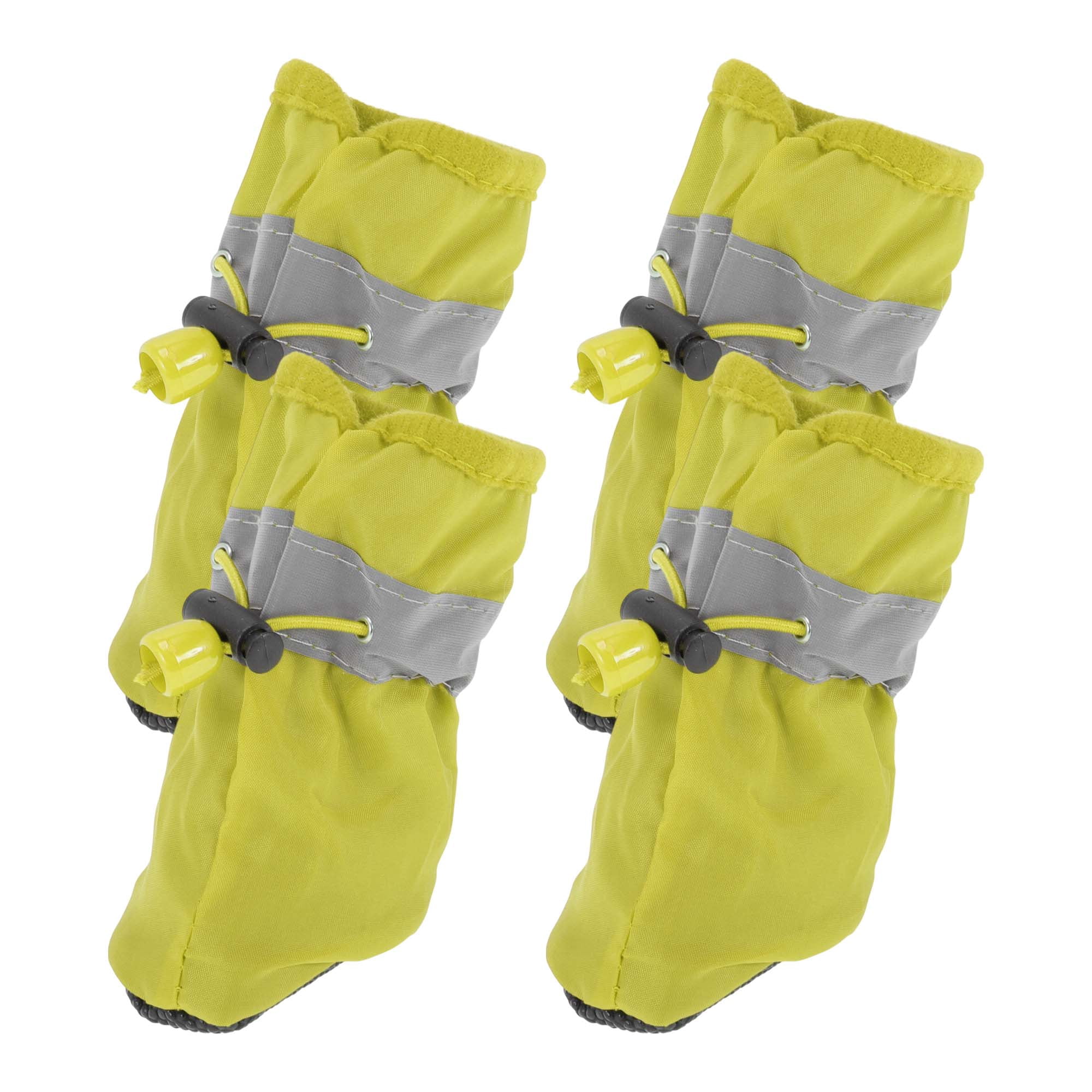 Unique Bargains Pack of 4 Waterproof Dog Shoes with Adjustable Straps Yellow L