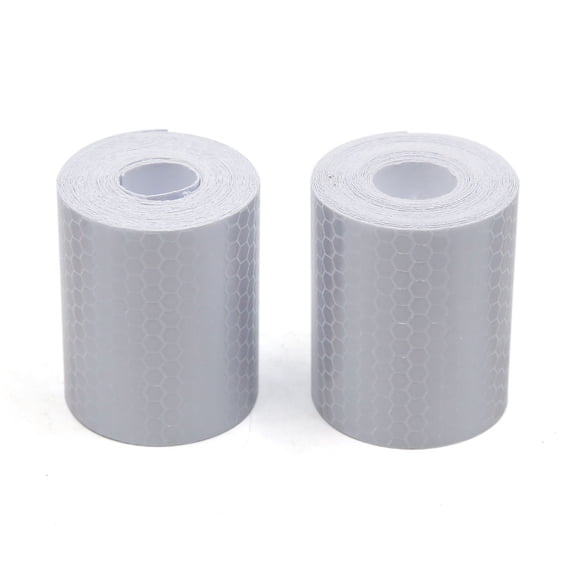 Unique Bargains Pair 300 x 5cm White Reflective Warning Roll Tape Sticker Flim for Car