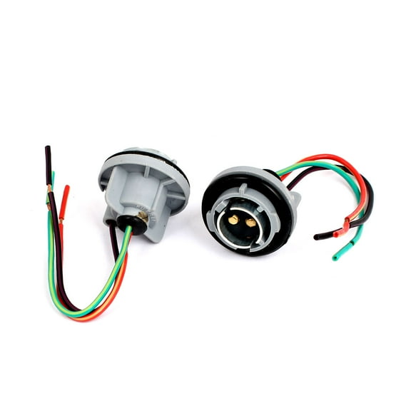 Unique Bargains Pair BA15D 1157 Signal LED Bulb Lamp Light Socket Base Harness Wire Plug