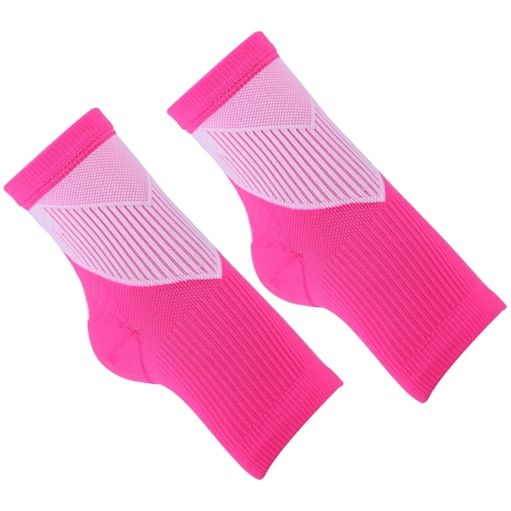 Unique Bargains Pair Compression Ankle Sleeve Socks Unisex Ankle Brace Nylon for Sport Running Rose Red S Size