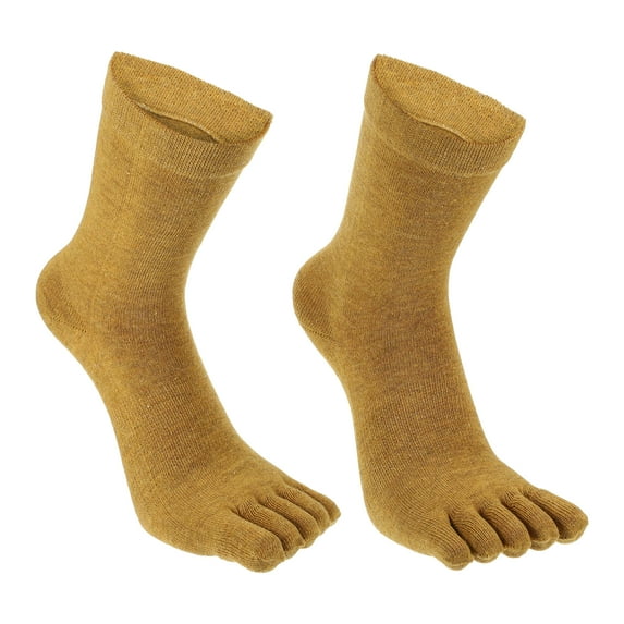 Unique Bargains Pair Full Finger Five Toe Socks Unisex Non Slip Daily Fit Finger Socks Yellow