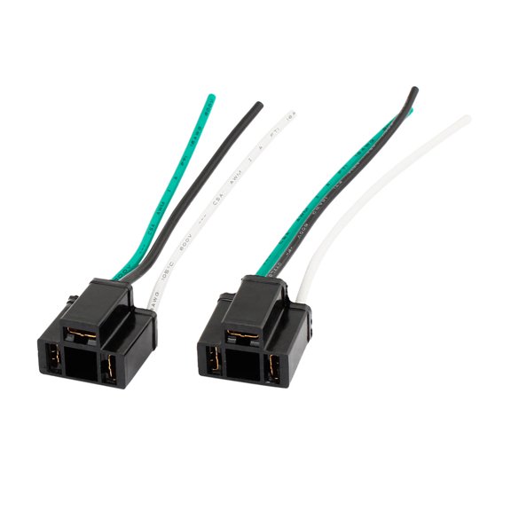 Unique Bargains Pair H4 Headlamps Socket Plug Extension Connector Black for Car