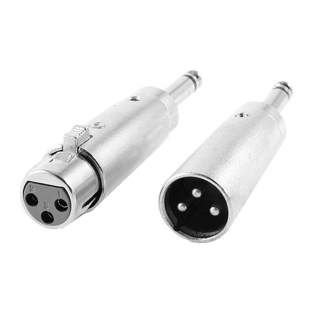 Unique Bargains Pair Metal Female + Male XLR 3Pin to 6.35mm Mono Jack