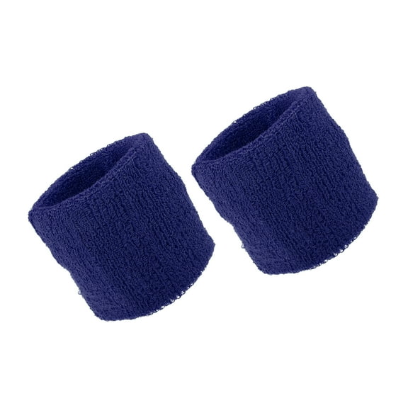 Unique Bargains Pair Sweat Absorbing Wrist Sweatbands Athletic Cotton Terry Cloth Dark Blue 8x8cm