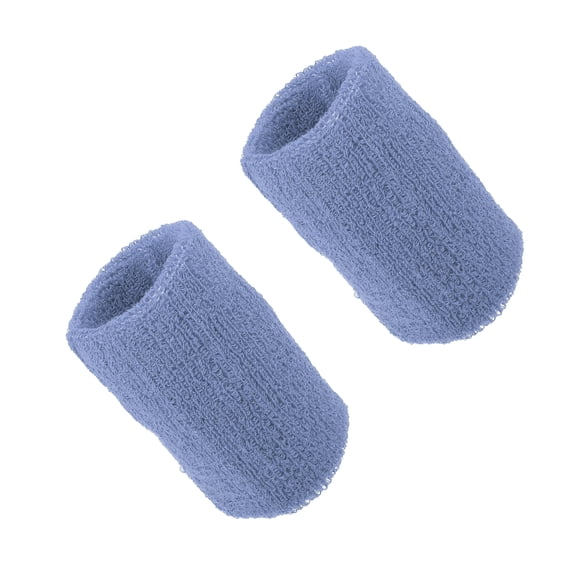 Unique Bargains Pair Sweat Absorbing Wrist Sweatbands Athletic Cotton Terry Cloth Light Blue 8x10cm