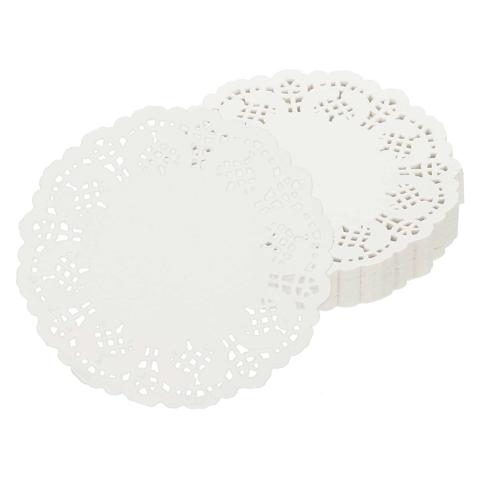Unique Bargains Paper Doilies Round Lace Disposable Placemats Table Decor 3.5"