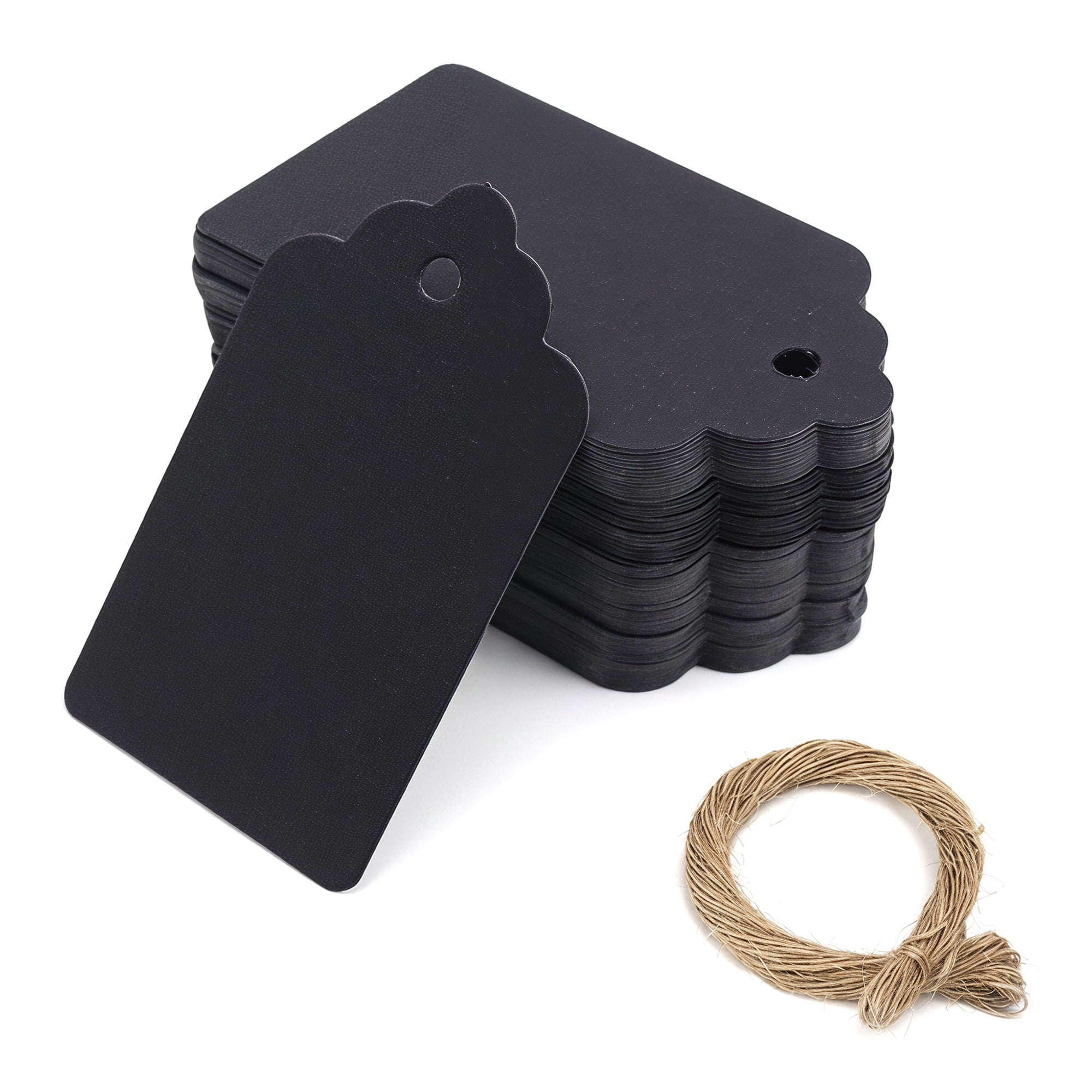 Unique Bargains Paper Gift Tags with Natural Twine for All Occasions 1.2" x 2" Black