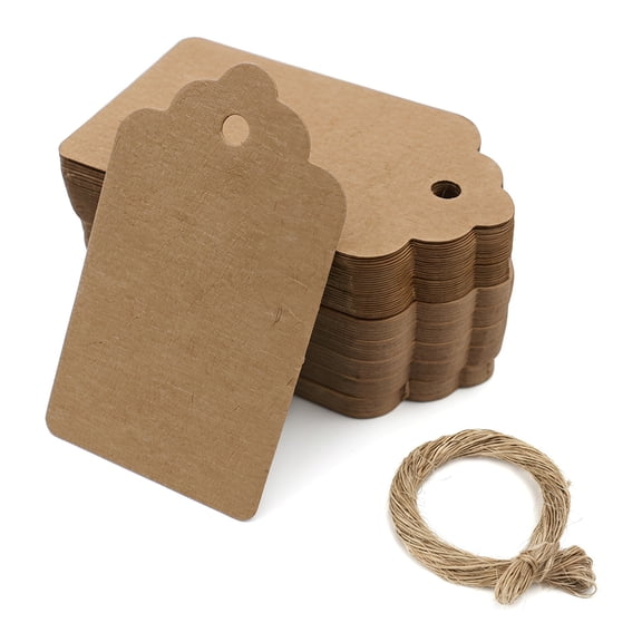 Unique Bargains Paper Gift Tags with Natural Twine for All Occasions 1.2" x 2" Brown