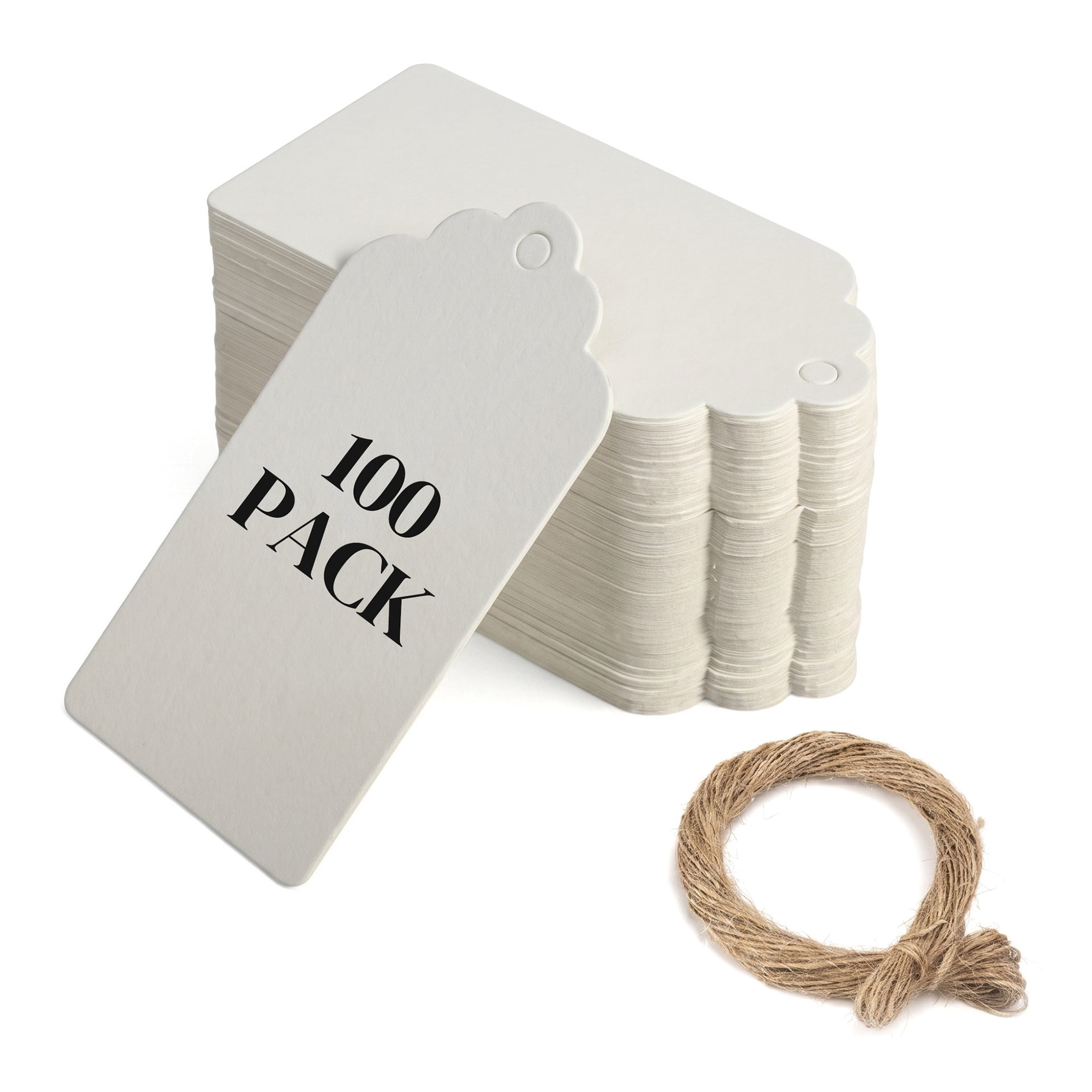Unique Bargains Paper Gift Tags with Natural Twine for All Occasions 1.2" x 2" White